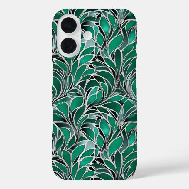 Green Emeral Silver Muster Case-Mate iPhone Hülle (Rückseite)