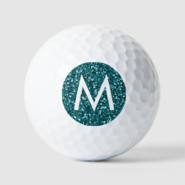 Green Emerald Aquamarin Glitzer Modern Initial Mon Golfball