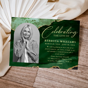 Green Emerald Calligraphy Celebration of Life Einladung