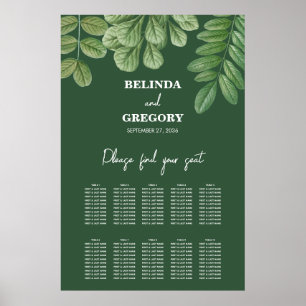 Green Emerald Green Wedding Seating Chart Poster