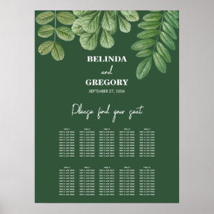 Green Emerald Green Wedding Seating Chart Poster