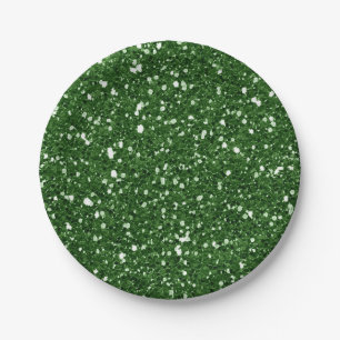 Green Emerald Sparkle Glitzer Glam Custom Party Pappteller