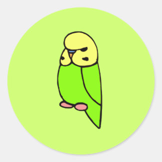 Green English Budgie Runder Aufkleber