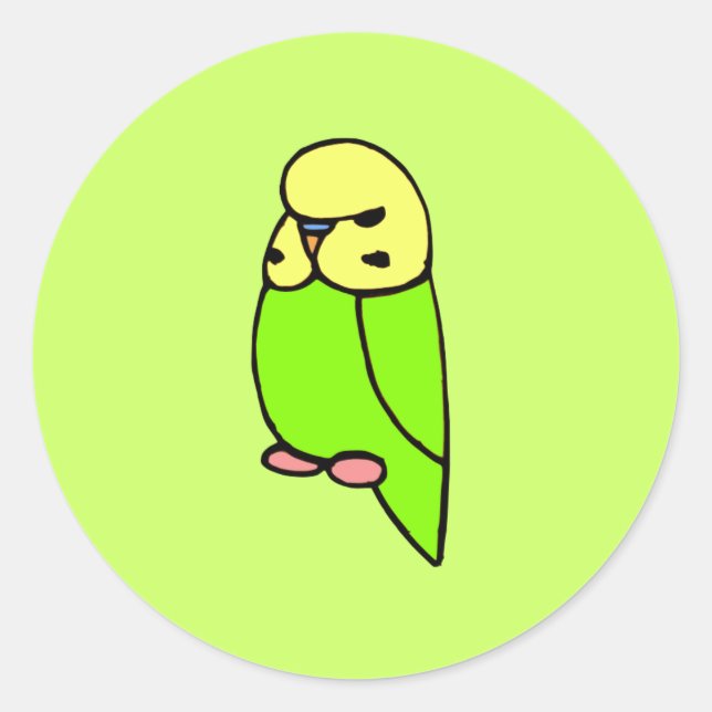 Green English Budgie Runder Aufkleber (Vorderseite)