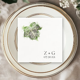 Green English Ivy Leaf Watercolor Wedding Serviette