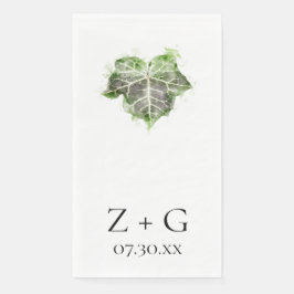 Green English Ivy Leaf Watercolor Wedding Serviette