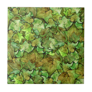 Green English Ivy Nature Watercolor Muster Fliese