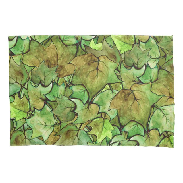 Green English Ivy Nature Watercolor Muster Kissenbezug (Vorderseite)