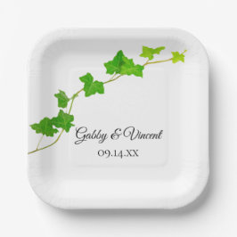 Green English Ivy Vine Foliage Wedding Pappteller