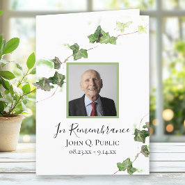 Green English Ivy Vine Funeral Service geflochten Programm