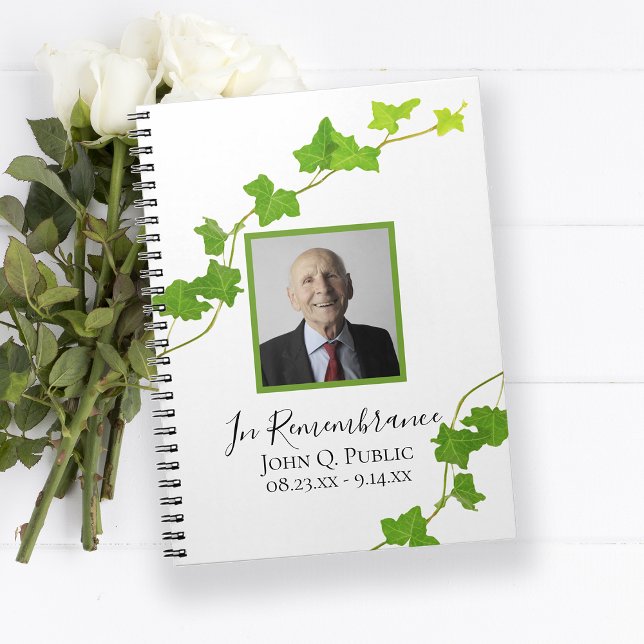 Green English Ivy Vine Funerary Memorial Guest Boo Notizblock (Von Creator hochgeladen)
