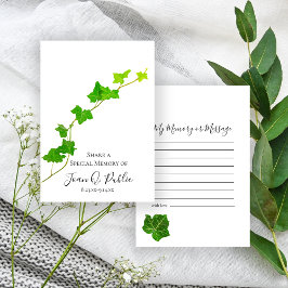 Green English Ivy Vine Share Memory Funerity Mitteilungskarte