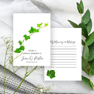Green English Ivy Vine Share Memory Funerity Mitteilungskarte
