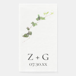 Green English Ivy Vine Watercolor Wedding Serviette