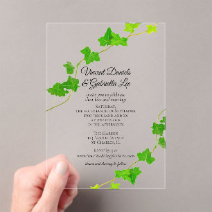 Green English Ivy Vine Wedding Acryleinladungen