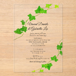 Green English Ivy Vine Wedding Acryleinladungen