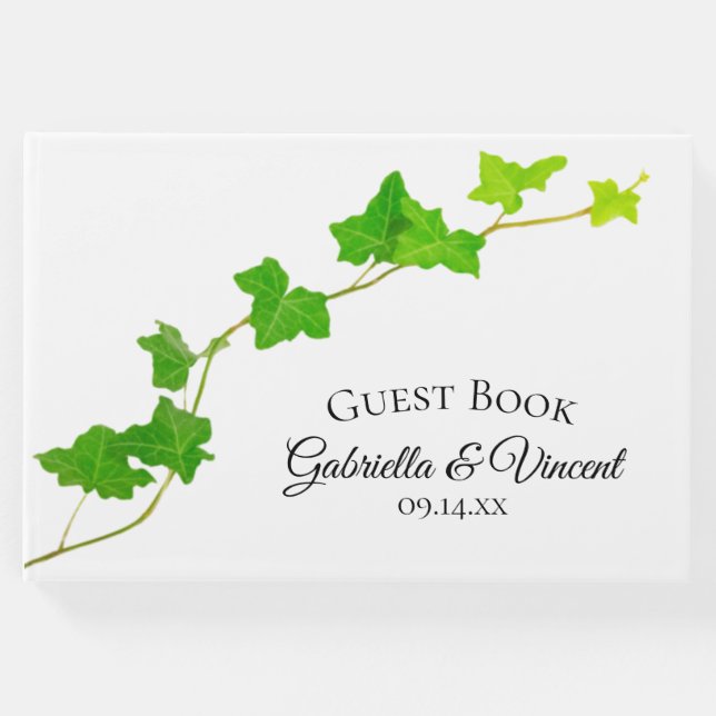 Green English Ivy Vines Foliage Wedding Gästebuch (Vorderseite)