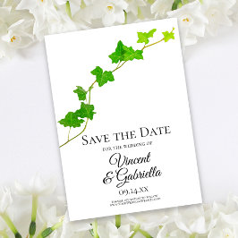 Green English Ivy Wedding Save the Date