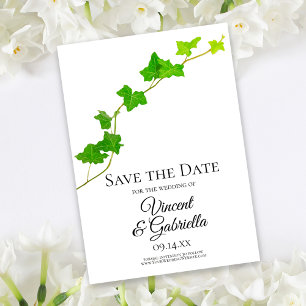 Green English Ivy Wedding Save the Date
