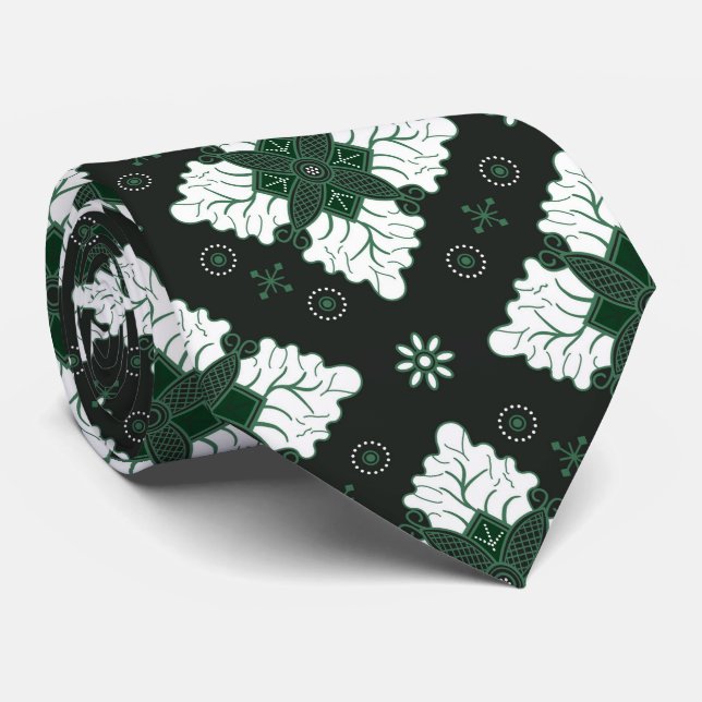 Green ethnic damask batik seamless pattern krawatte (Gerollt)