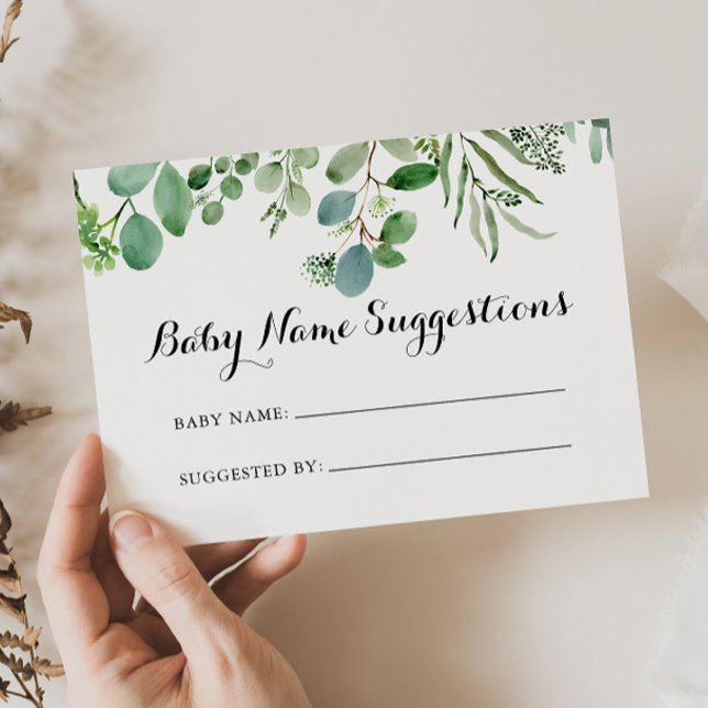 Green Eucalyptus Baby Name Suggestions Card (Von Creator hochgeladen)