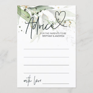 Green Eucalyptus Baby Shooter Advice Game Card Einladung