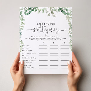 Green Eucalyptus Baby Shooting Scattegories Game