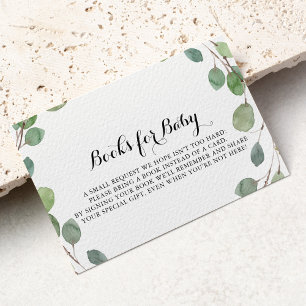 Green Eucalyptus Baby Shower Book Request Begleitkarte