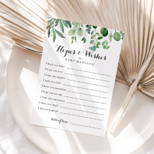 Green Eucalyptus Baby Shower Hopwers & Wish Card Postkarte