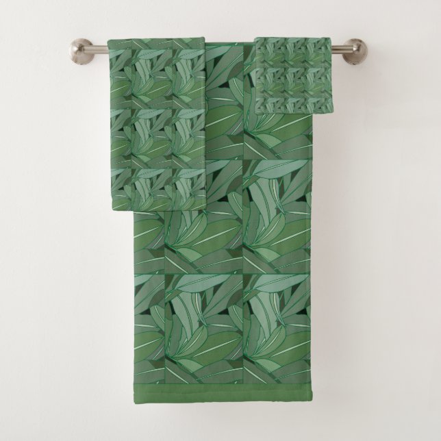 Green Eucalyptus Blätter Muster Badhandtuch Set (Insitu)