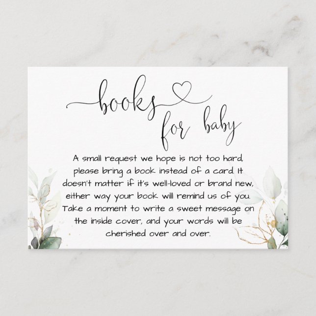 Green eucalyptus book request card begleitkarte (Vorderseite)