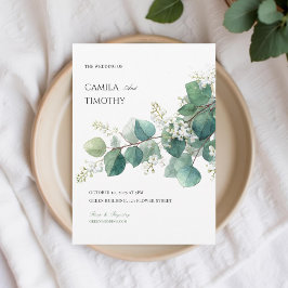Green Eucalyptus Botanical Boho Watercolor Wedding Einladung