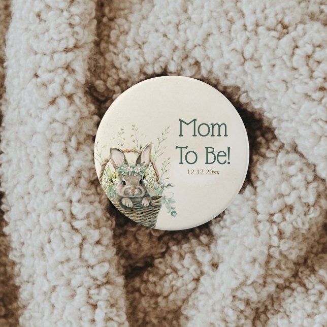 Green Eucalyptus Bunny Rabbit Baby Dusche Button (Von Creator hochgeladen)