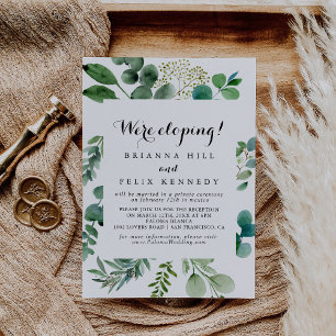 Green Eucalyptus Calligraphy Elopement Empfang Einladung
