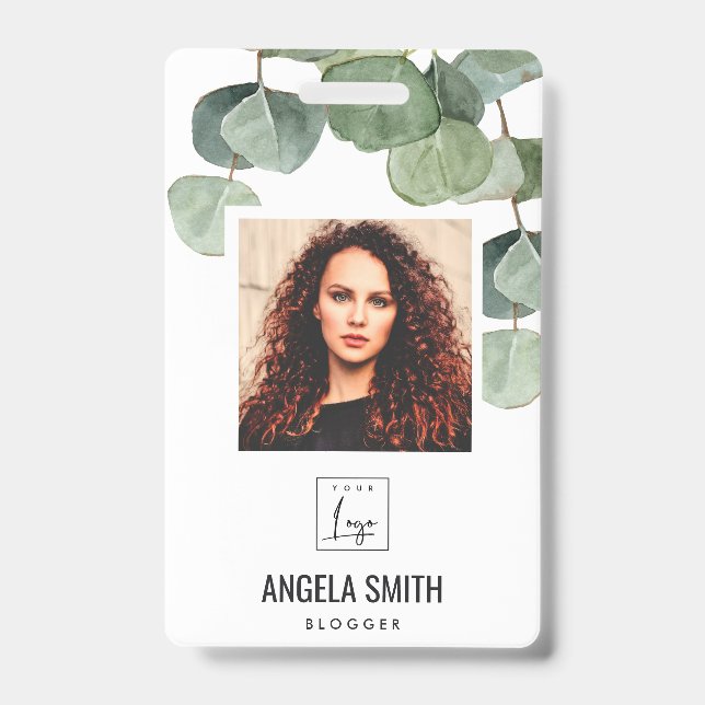 GREEN EUCALYPTUS EMPLOYEE FOTO BARCODE NAME AUSWEIS (Vorderseite)