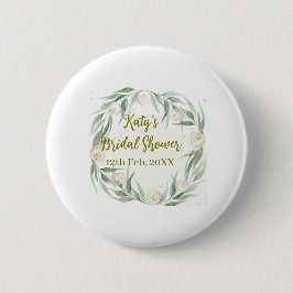Green eucalyptus floral bridal shower name date go button