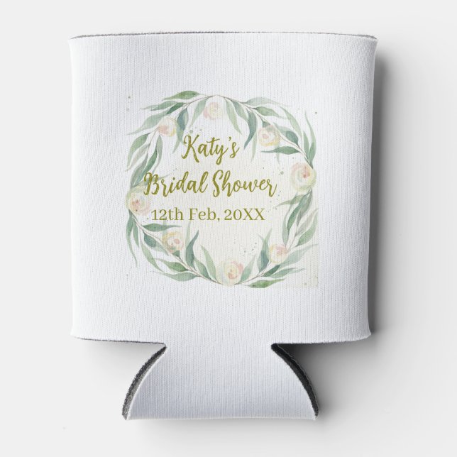 Green eucalyptus floral bridal shower name date go dosenkühler (Vorderseite)