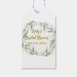 Green eucalyptus floral bridal shower name date go geschenkanhänger