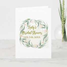 Green eucalyptus floral bridal shower name date go karte