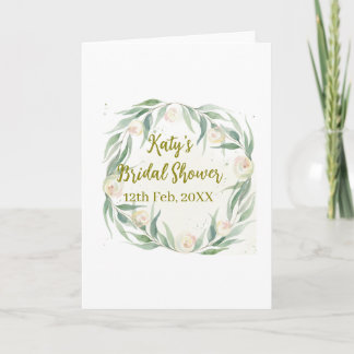 Green eucalyptus floral bridal shower name date go karte