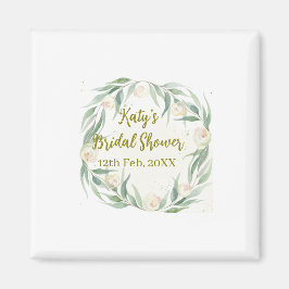Green eucalyptus floral bridal shower name date go magnet