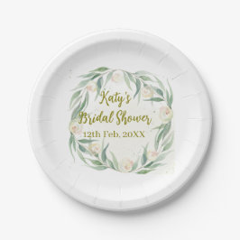 Green eucalyptus floral bridal shower name date go pappteller