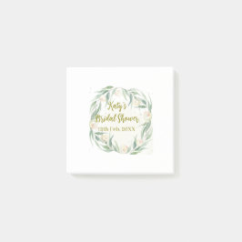 Green eucalyptus floral bridal shower name date go post-it klebezettel