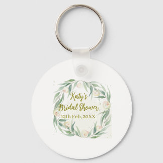 Green eucalyptus floral bridal shower name date go schlüsselanhänger