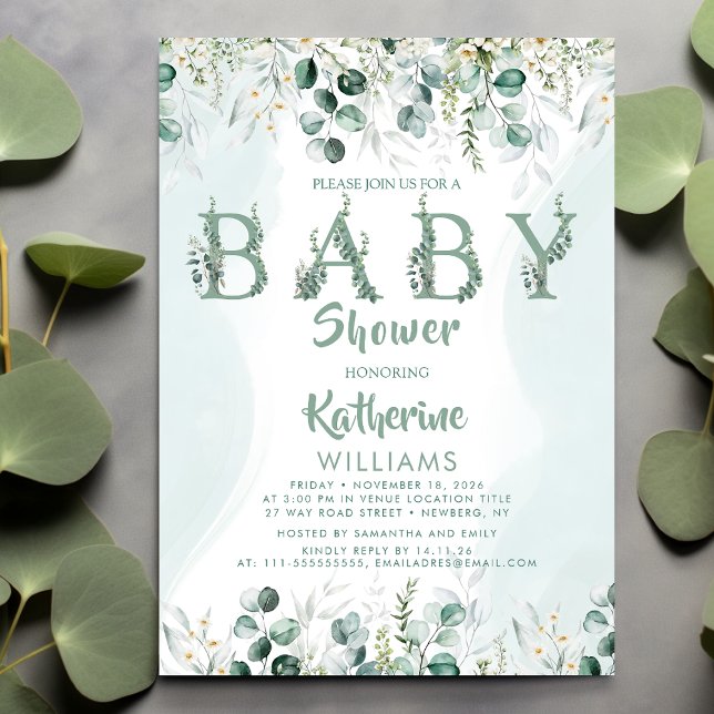 Green Eucalyptus Foliage Baby Shooter Einladung (Von Creator hochgeladen)