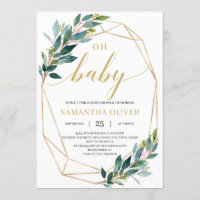 Green eucalyptus gold geometrisch Oh Baby Shower