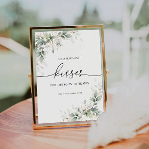 Green Eucalyptus Guest How many Kisses Sign Sockelschild