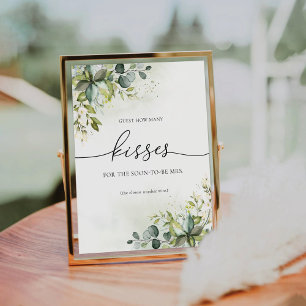 Green Eucalyptus Guest How many Kisses Sign Sockelschild