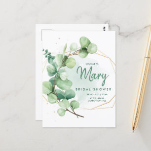 Green Eucalyptus Modernes Elegantes Brautparty Postkarte