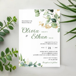 Green Eucalyptus Watercolor Botanical Wedding Einladung